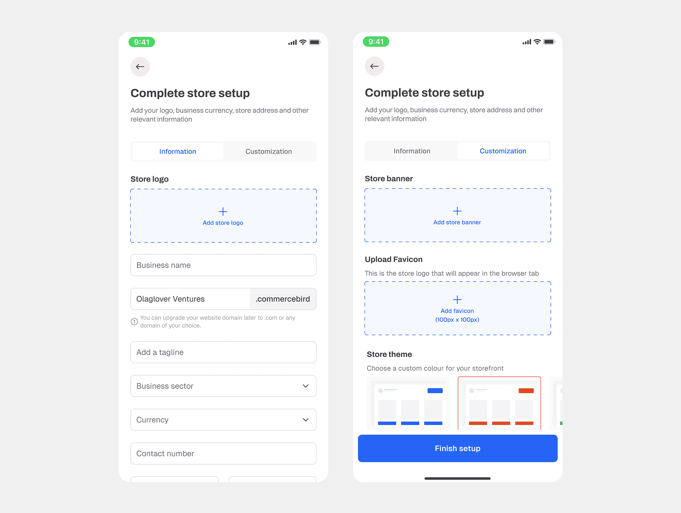  Snapshot of admin screens