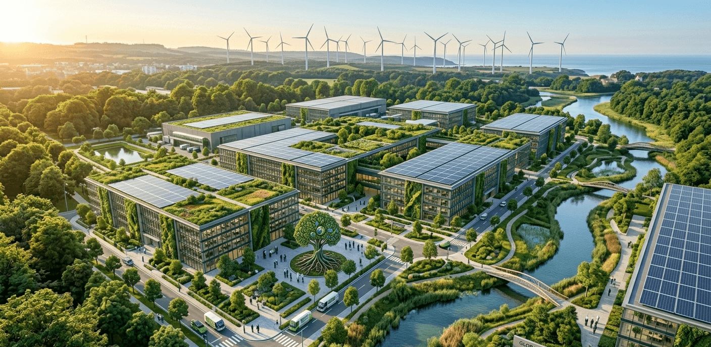 City with full of green tree