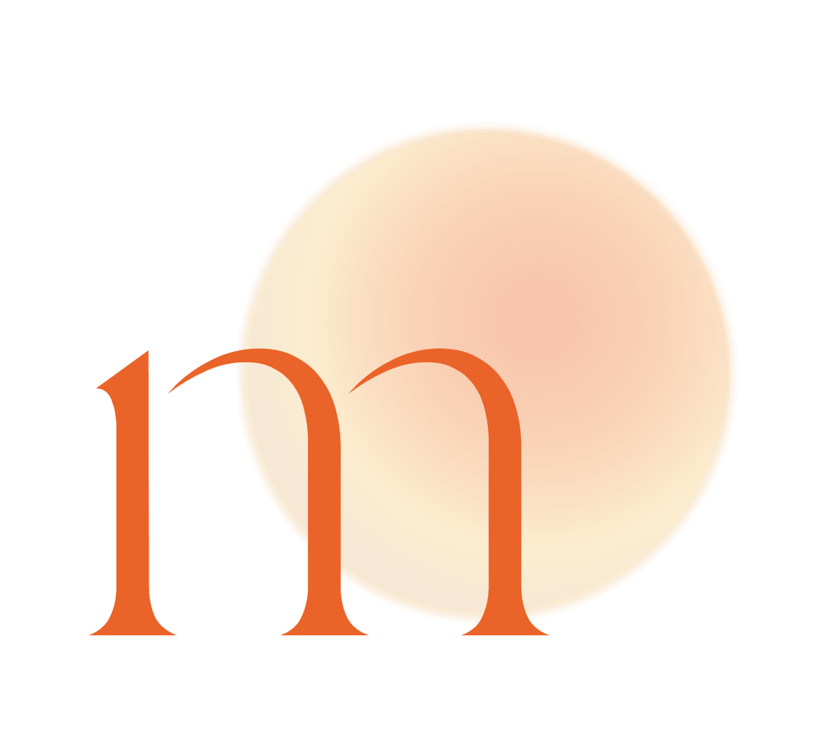 Minimalist logo of the Empatia program featuring a lowercase orange "m" in front of a soft gradient orange circle.