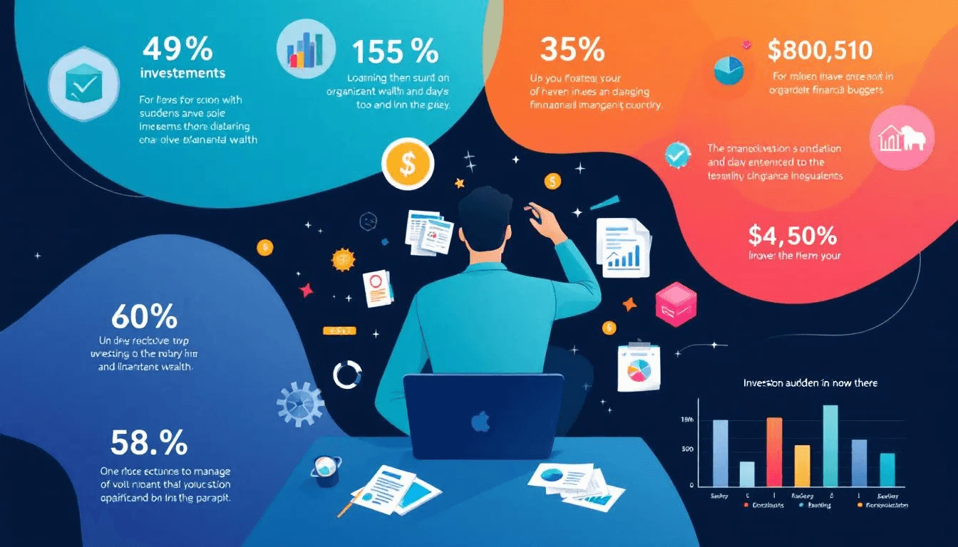A person managing sudden wealth with various financial documents.