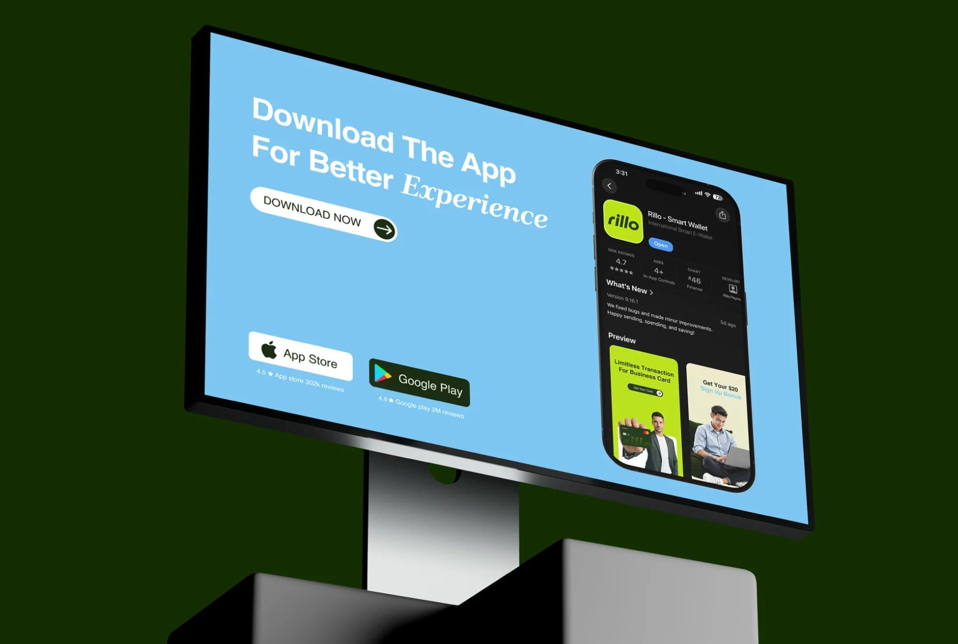 Download page with the App Store listing