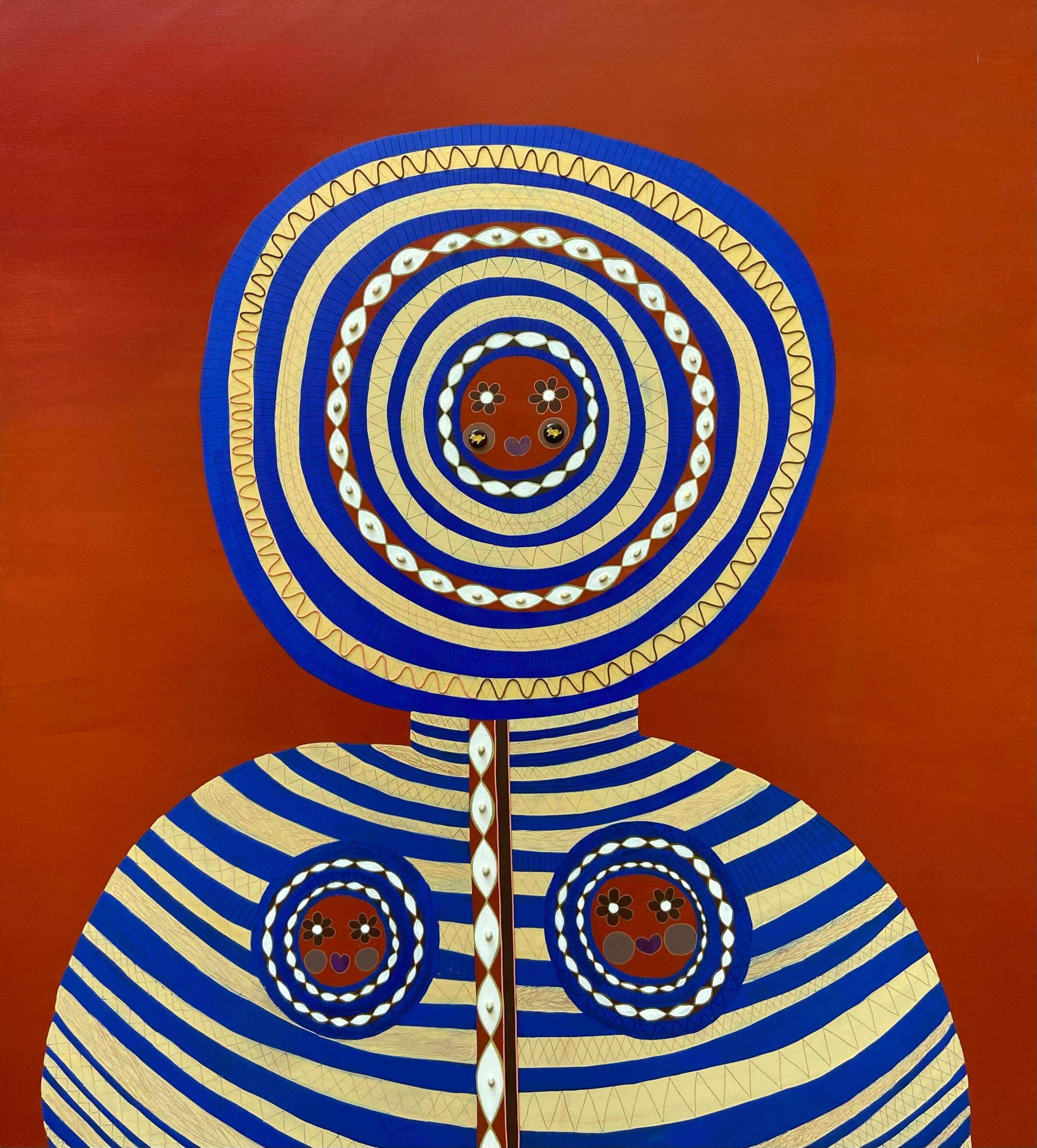 herd of sheep on road painting