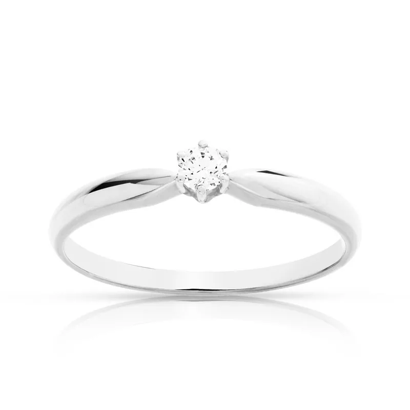 Solitaire en or blanc 750