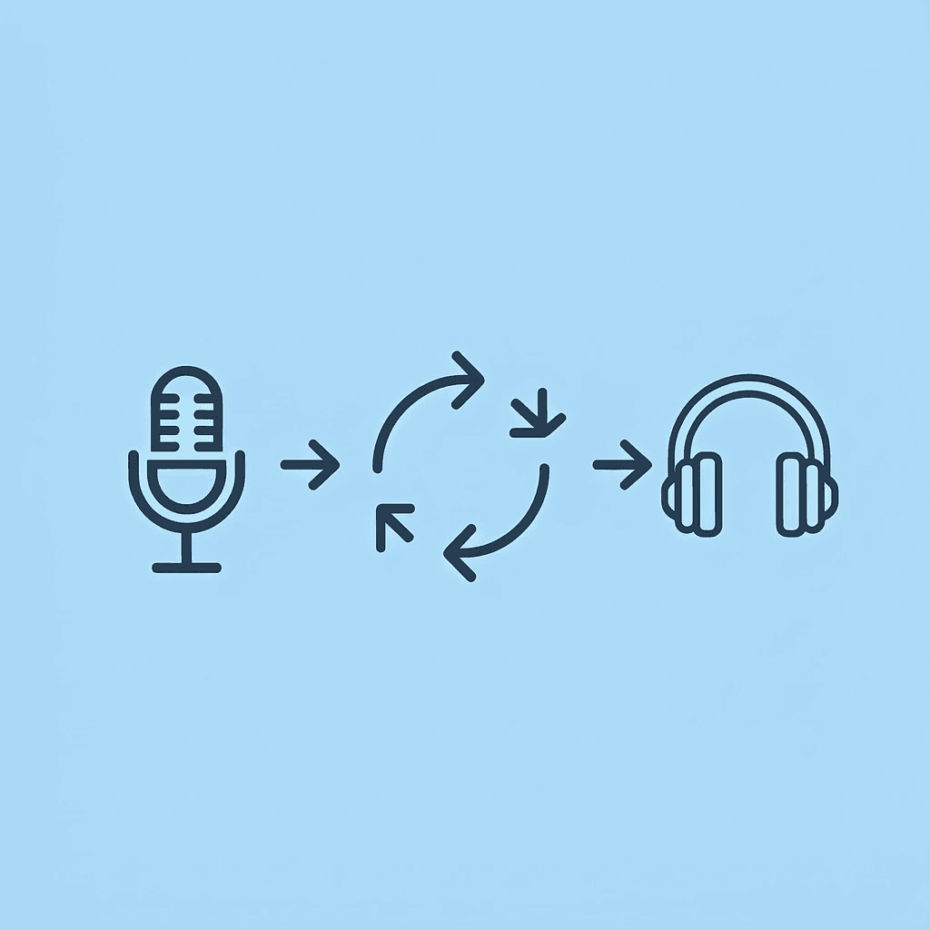 Three-step process showing how manual recording leads to retakes and editing, creating a cascade of inefficiencies