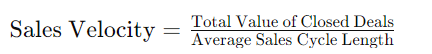 formula to calculate Sales Velocity