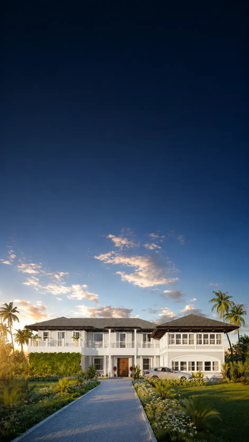 14:22Claude responded: Two-story British Colonial estate in Coconut Grove at sunset, with a long paver driveway leading to the front entry, flanked by palm trees, tropical landscapin…Two-story British Colonial estate in Coconut Grove at sunset, with a long paver driveway leading to the front entry, flanked by palm trees, tropical landscaping, and an expansive sky.
