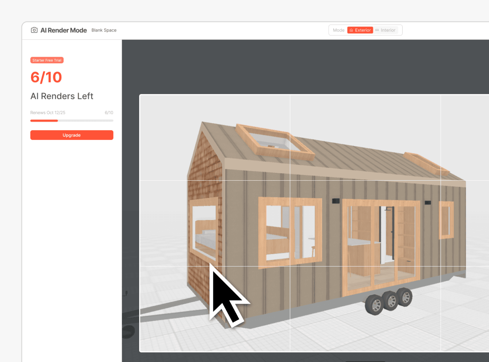 Tiny Easy's render mode showing the camera positioning
