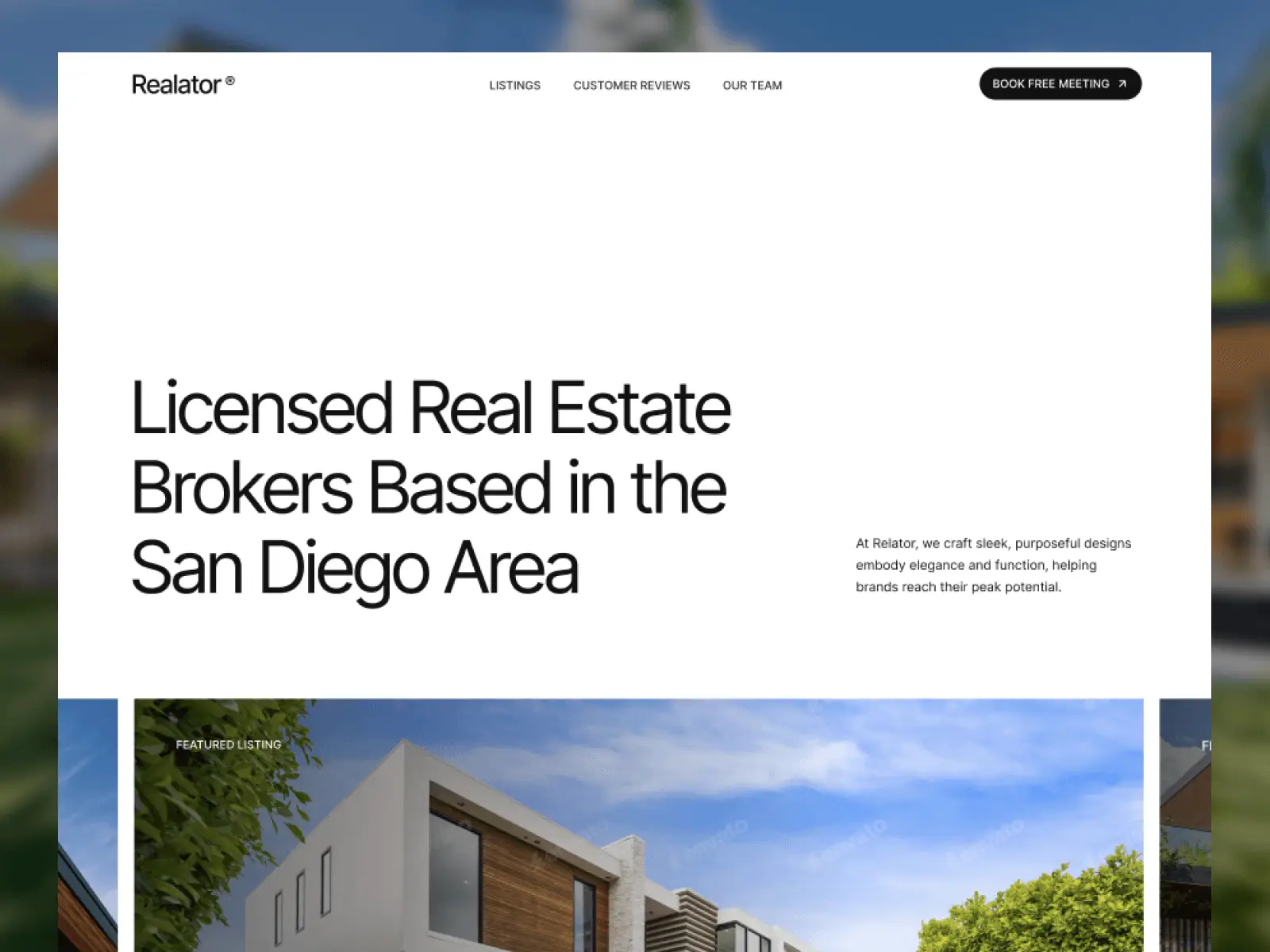 Realator real estate Framer template for property website