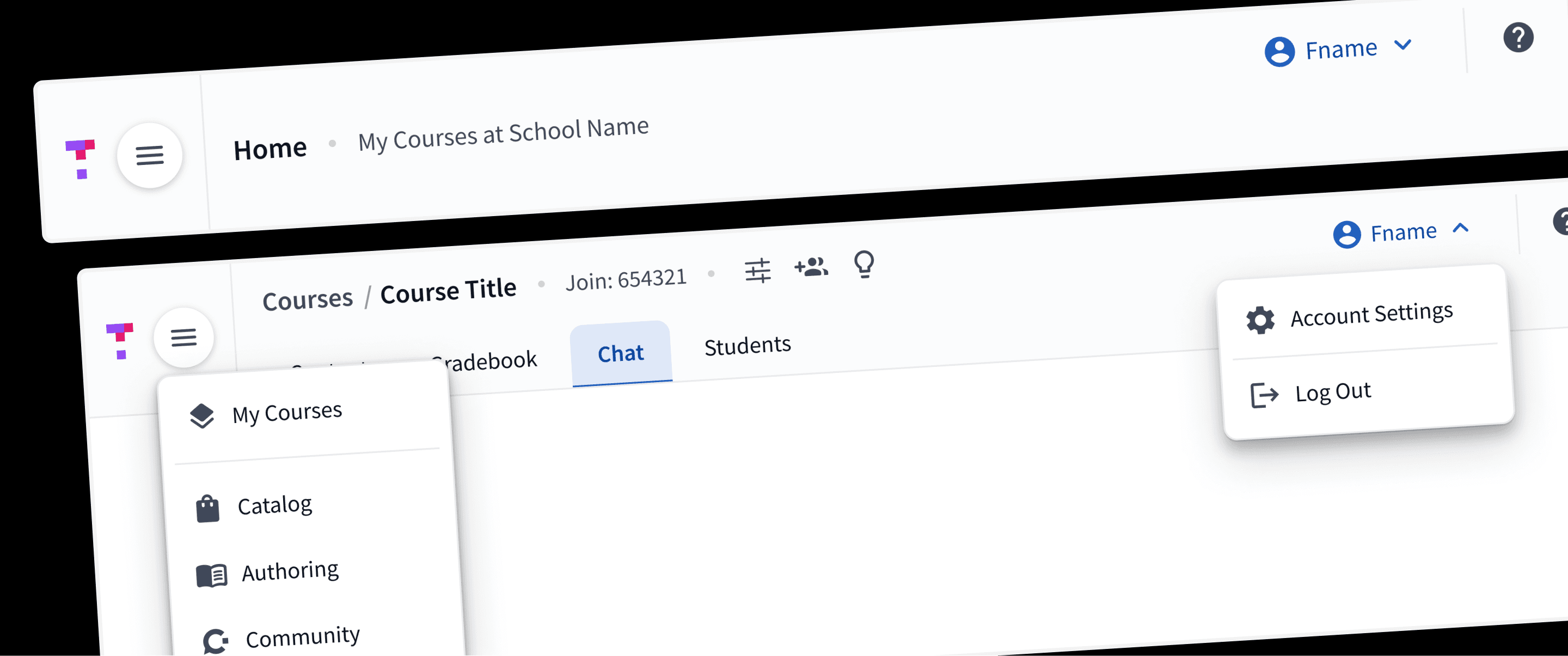 Selection of images showing the final navigation design.