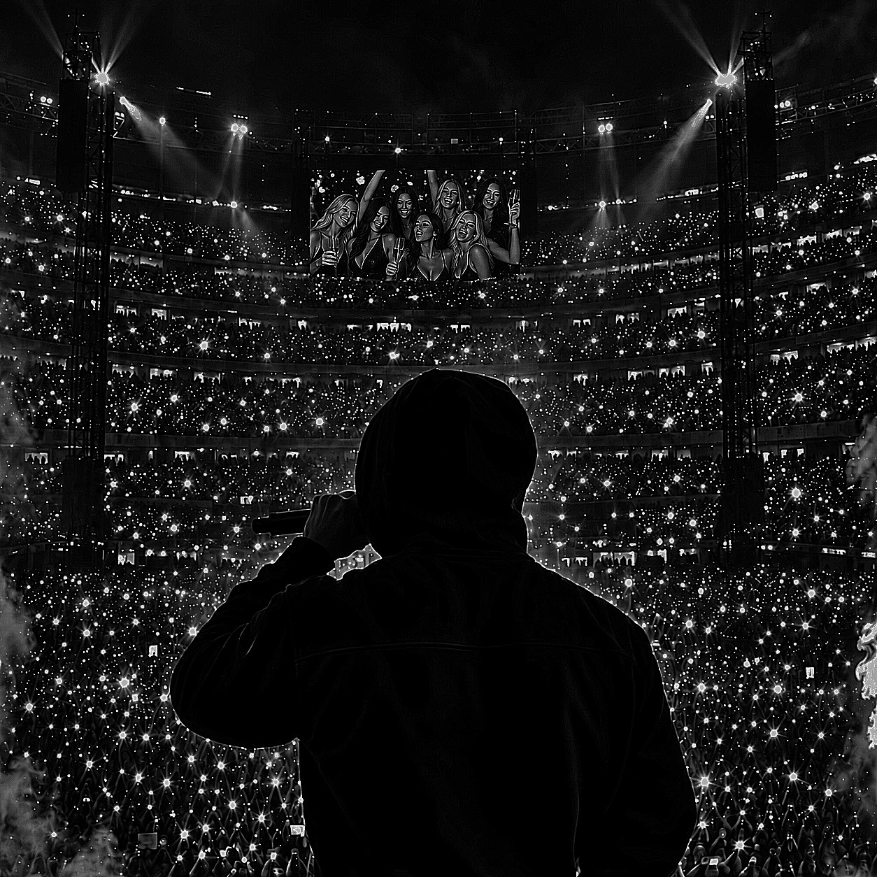 Hermoso performing before a stadium crowd