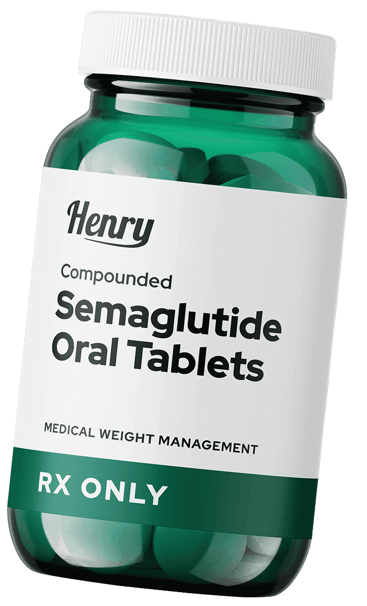 A bottle of semaglutide tablets.