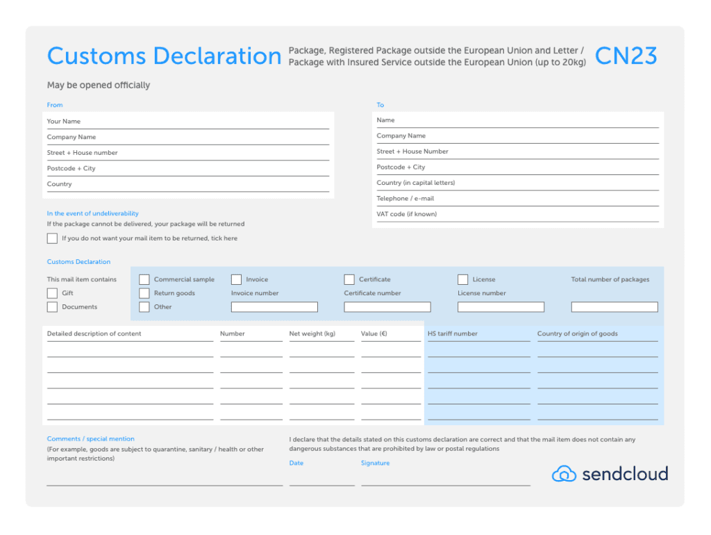 customs declaration commercial invoice