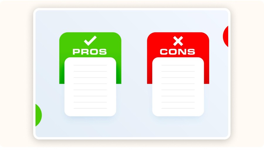 Pros and cons comparison graphic with green check and red cross icons&nbsp;