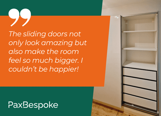 sliding door wardrobe with text overlay