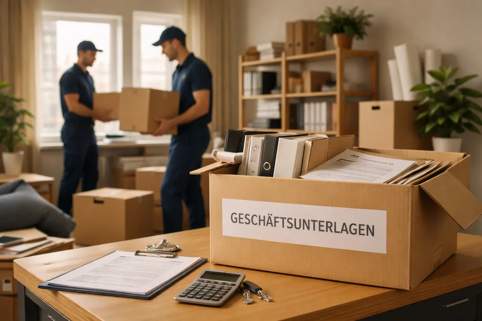 Geschäftsauflösung: Büro wird geräumt, Geschäftsunterlagen werden für die Entrümpelung und Abwicklung vorbereitet