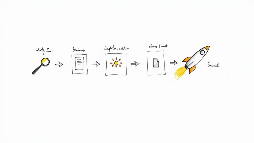 A person brainstorming ideas on a whiteboard with sticky notes
