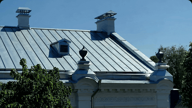 Standing seam metal roof on a historic building