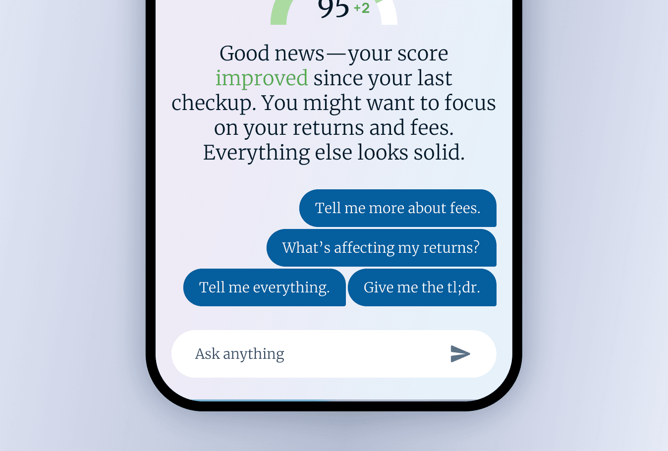 A phone displays a mobile app screen.