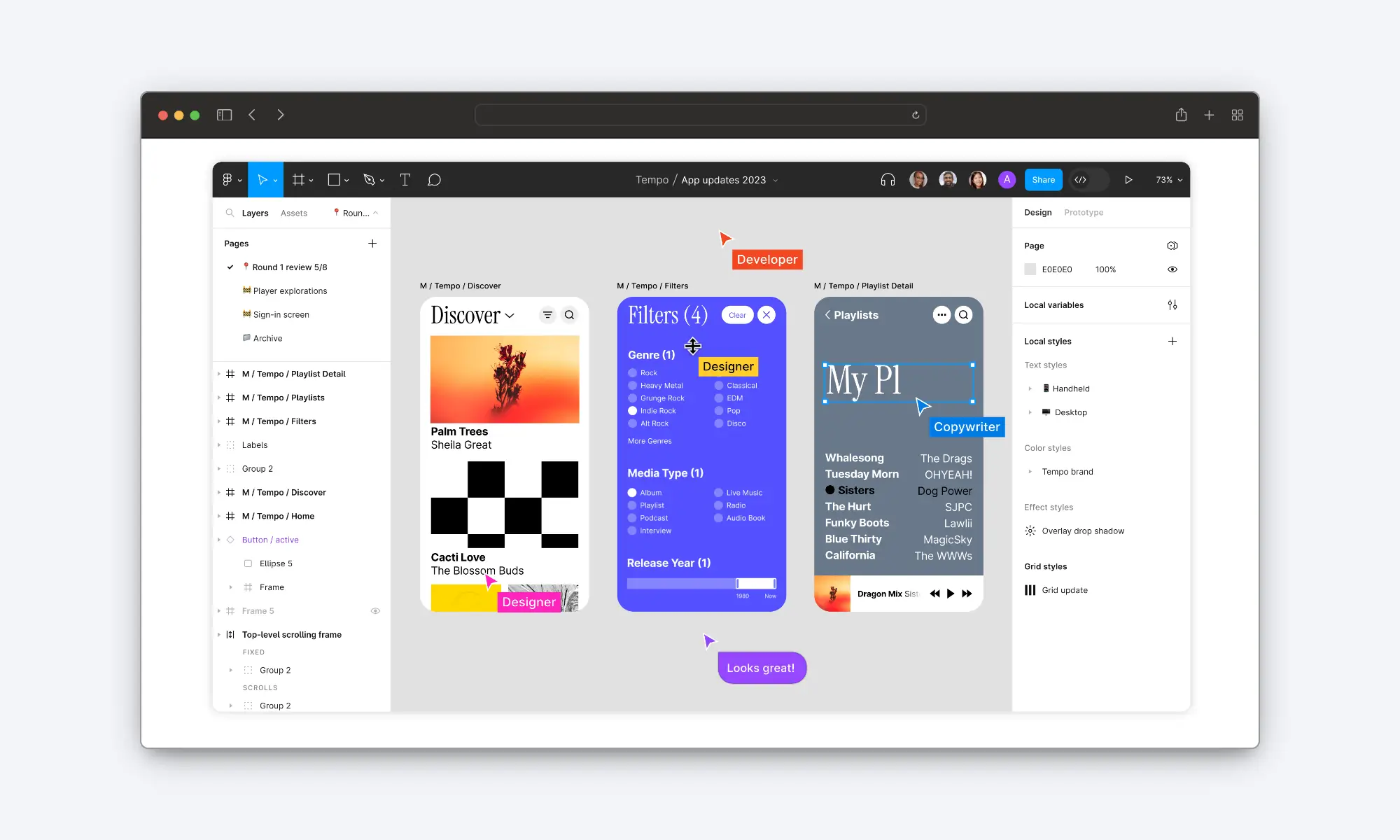 How the Figma interface looks like for real-time collaboration