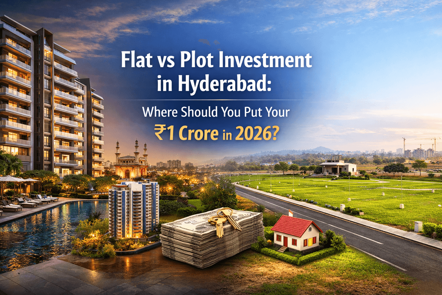 Flat vs Plot Investment in Hyderabad: Where Should You Put Your ₹1 Crore in 2026 - blog cover by Charan Group