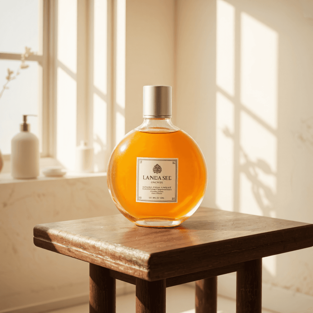 product photography of a bottle of bath and shower gel