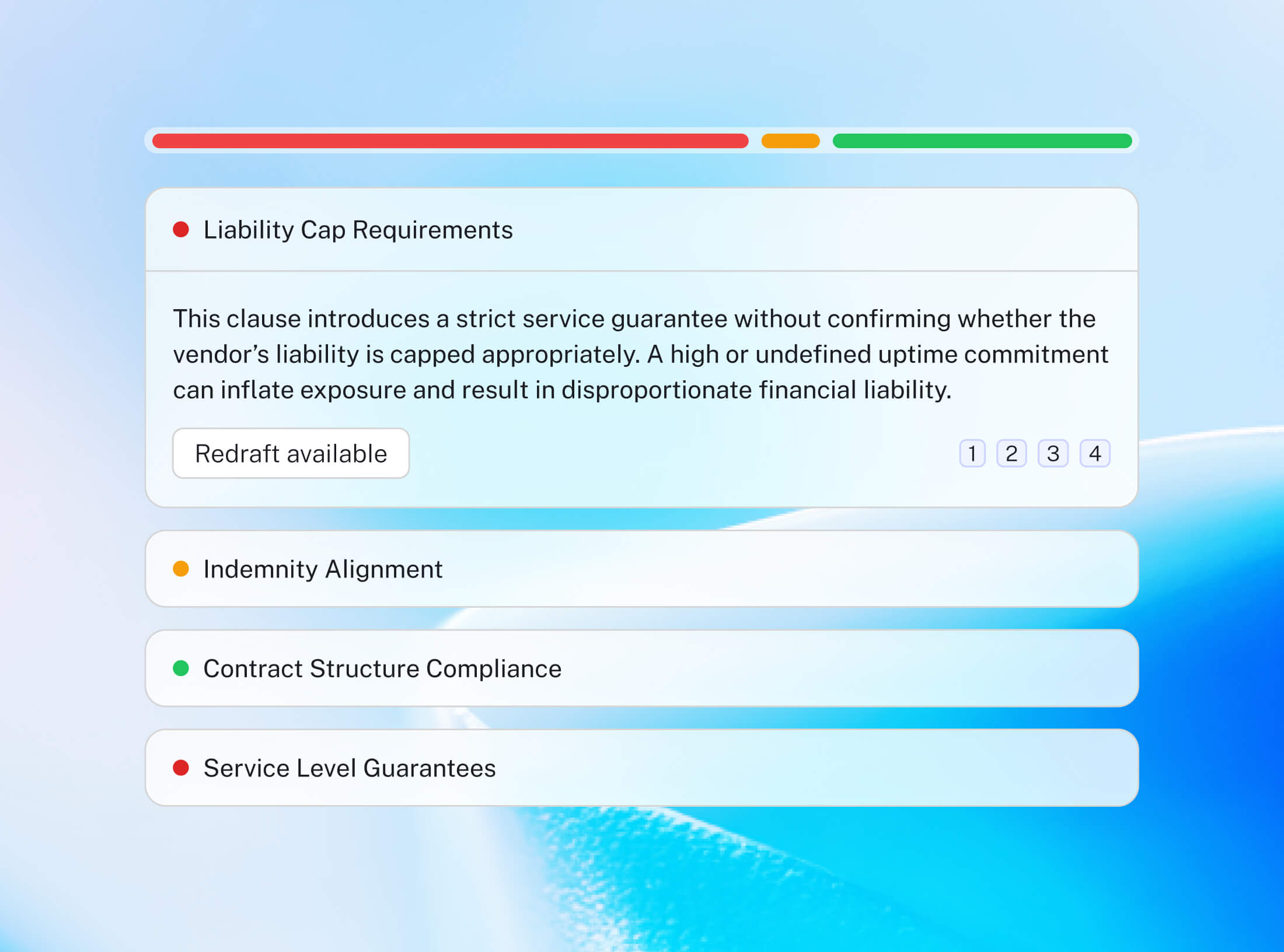 LEGALFLY highlighting contract risks and offering redrafts during AI contract review