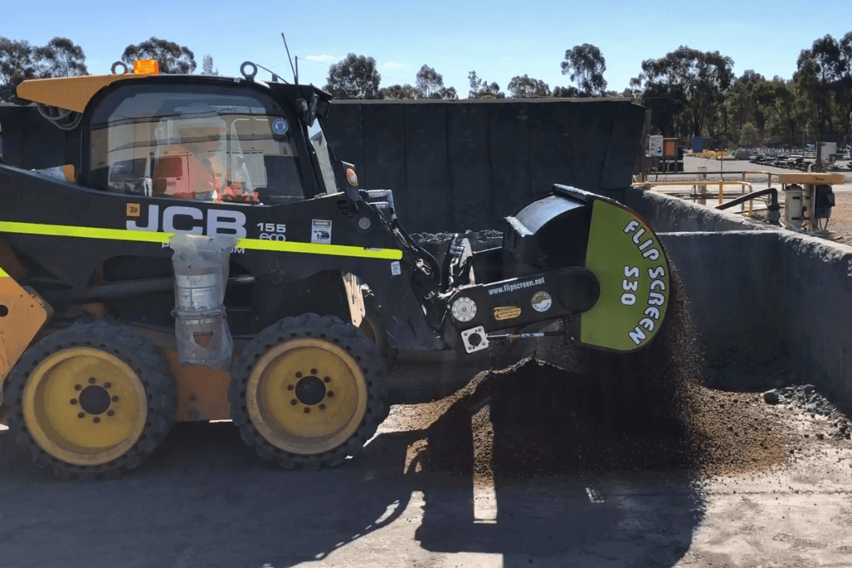 FlipScreen attachment on a JCB Skid Steer