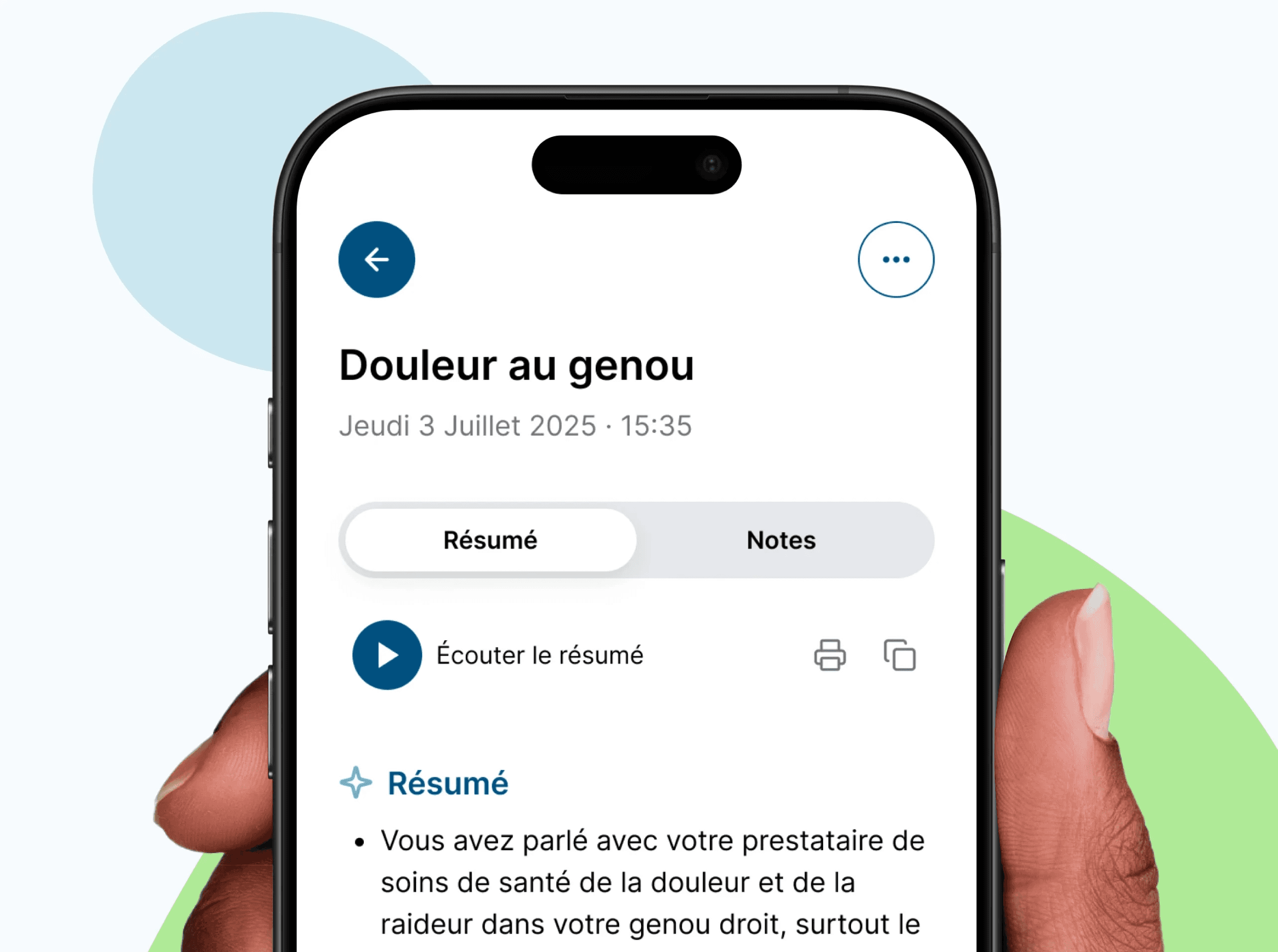 Captures d'écran de l'application Emilia sur iOS, montrant le parcours