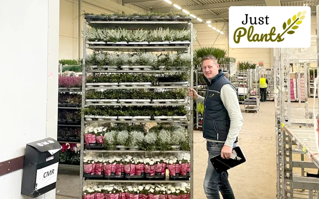 Just Plants Cart filled with flowers top to bottom