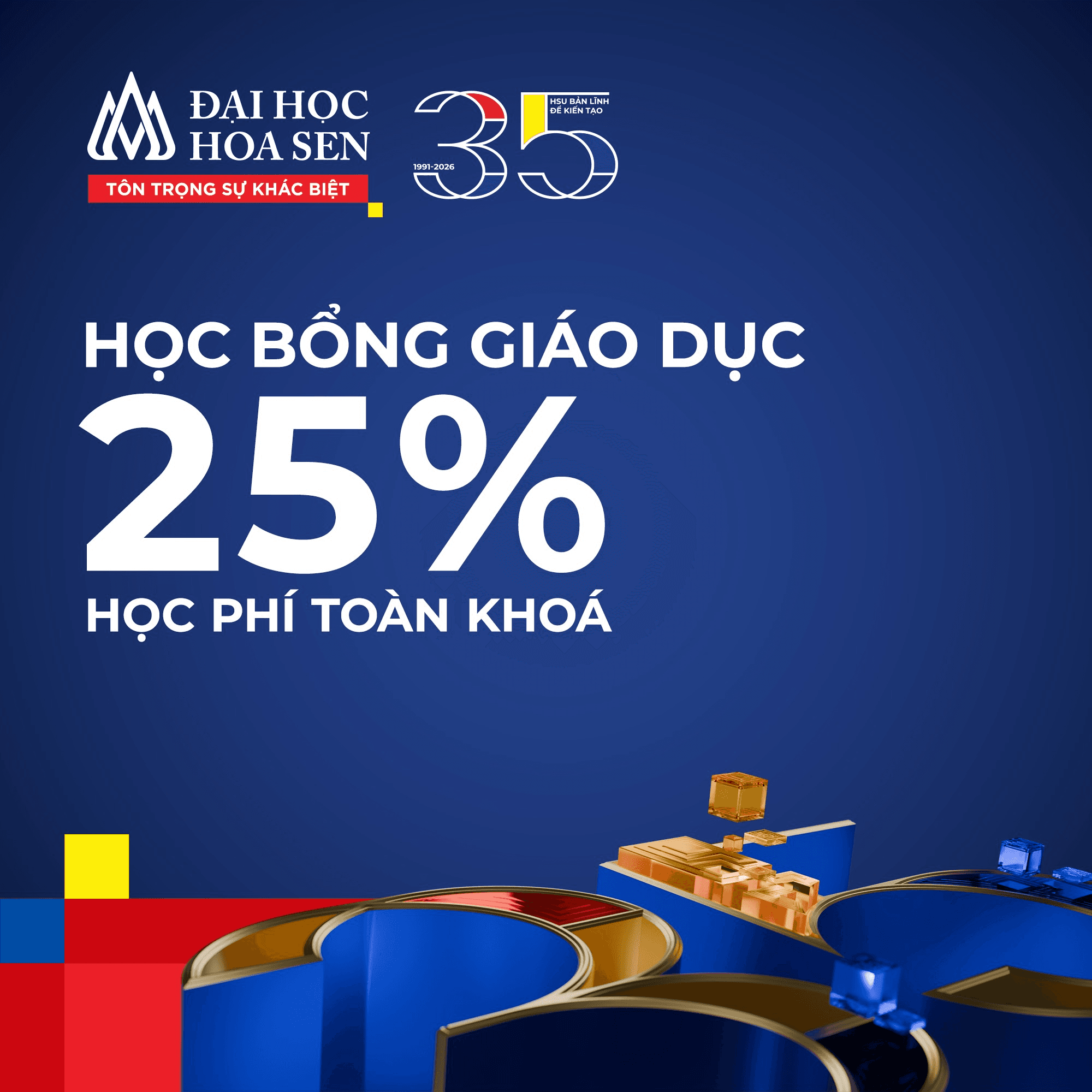 Học bổng Giáo dục HSU 2026: Nhận ngay 25% học phí toàn khóa