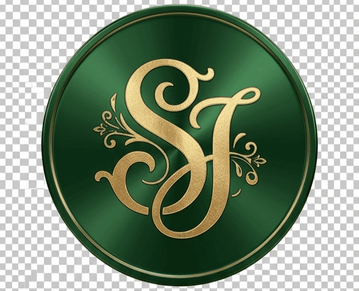 Sensual Jane green and gold monogram seal logo