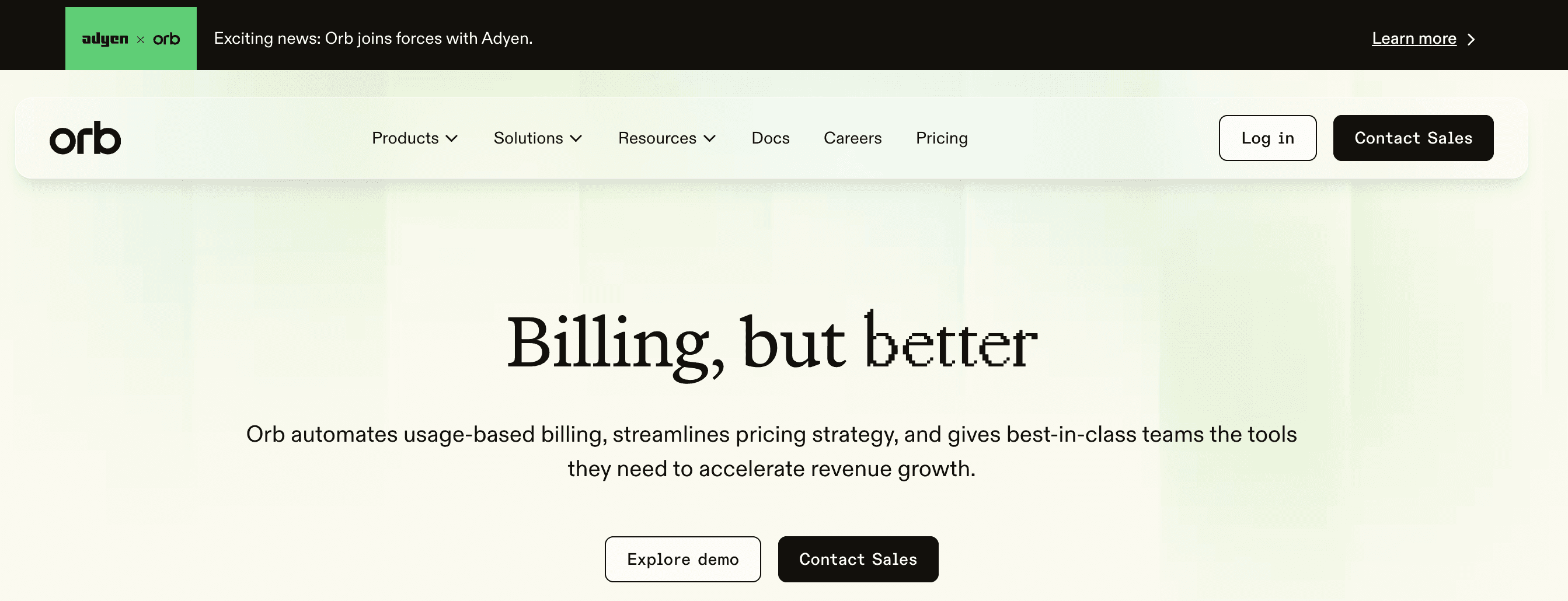 a snapshot orb enterprise billing software homepage