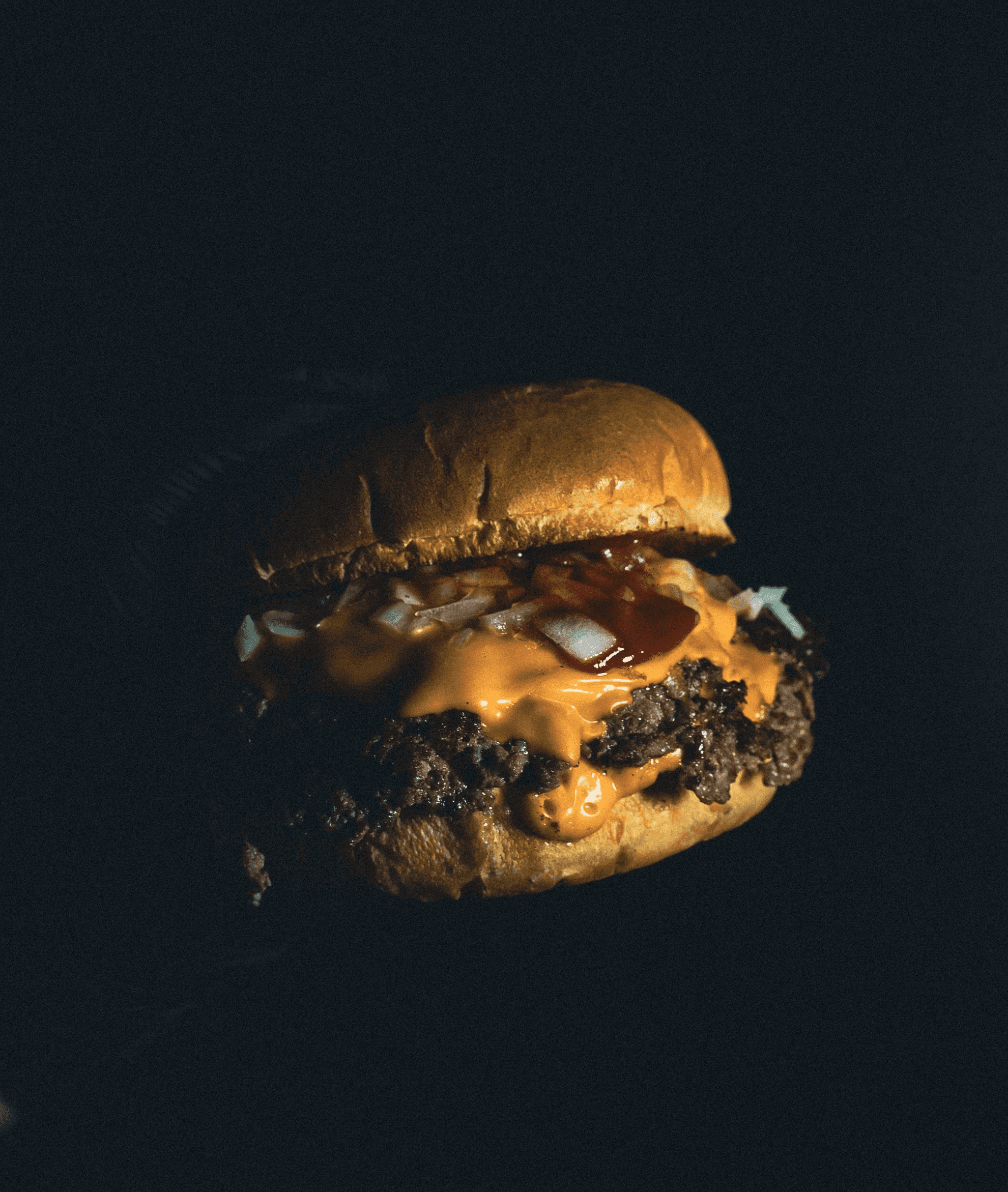 hamburguesa smash doble de queso con cebolla