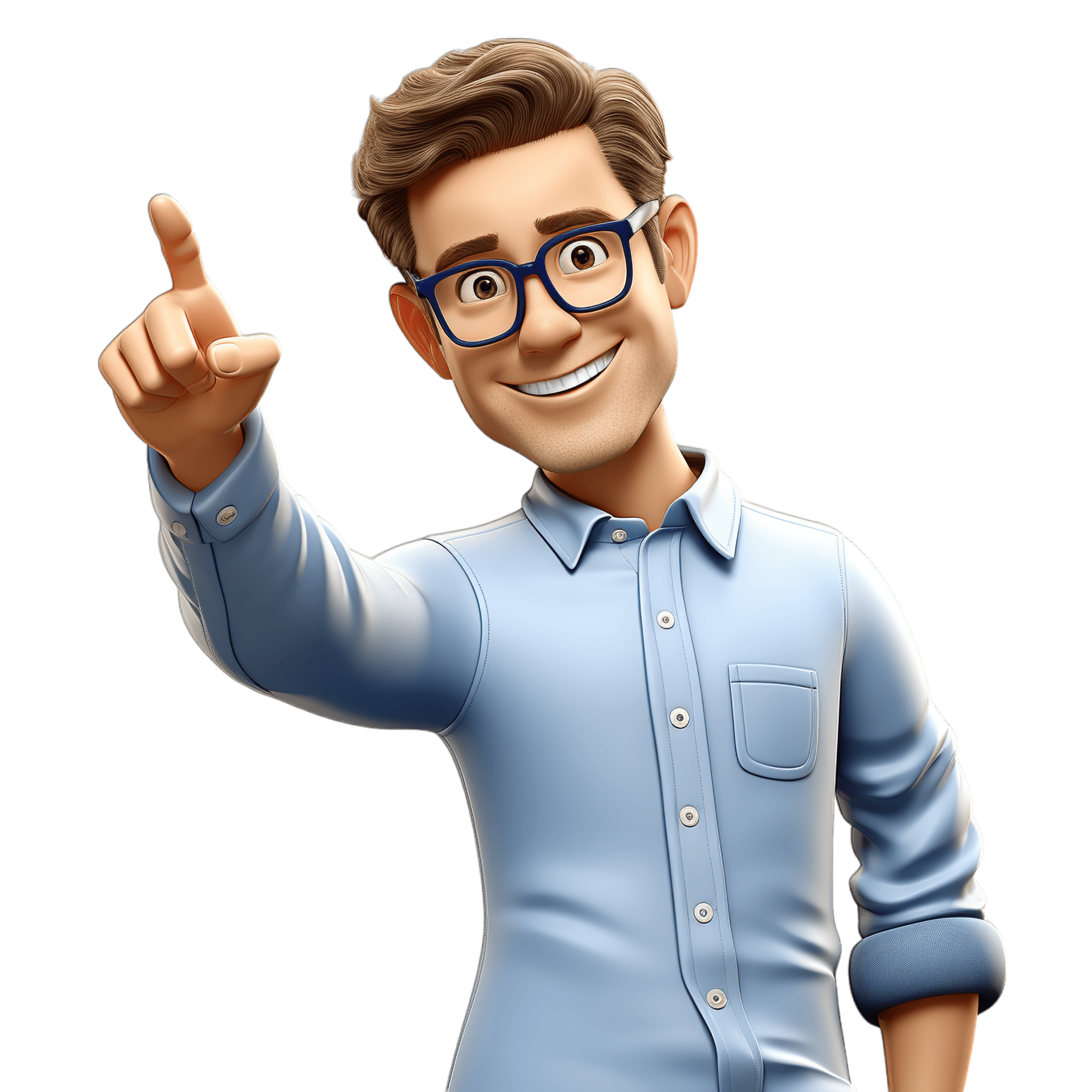 A cartoon man smiling