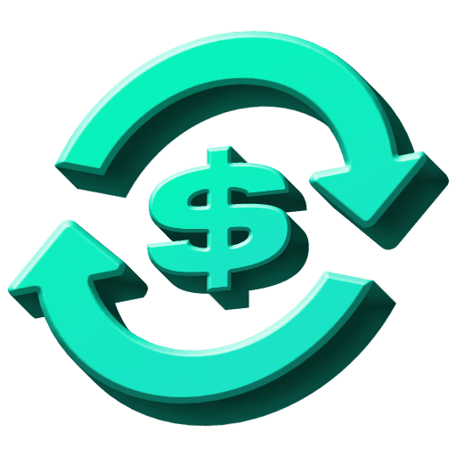 This is a Image of a dollar sign in the centre of a recycling symbol representing Amazon FBA Reselling.