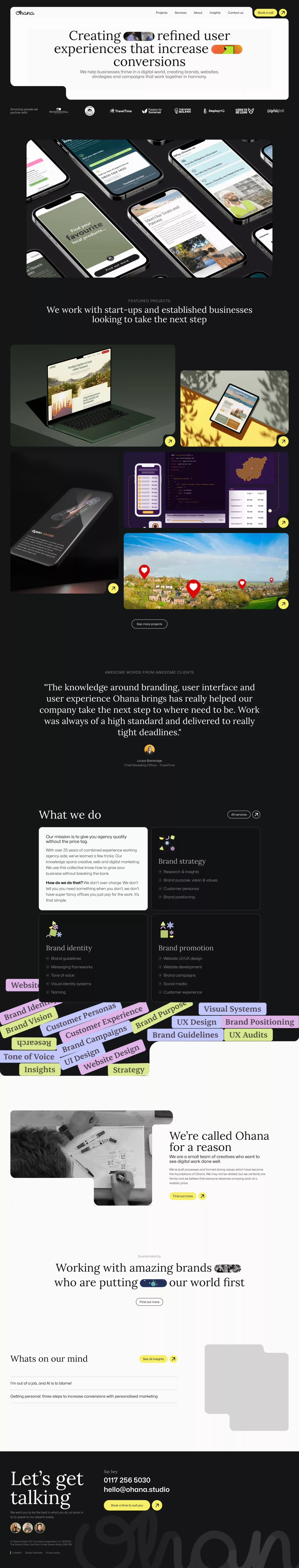 Ohana Studio - Digital Marketing portfolio page screenshot showcasing Design and Tech design