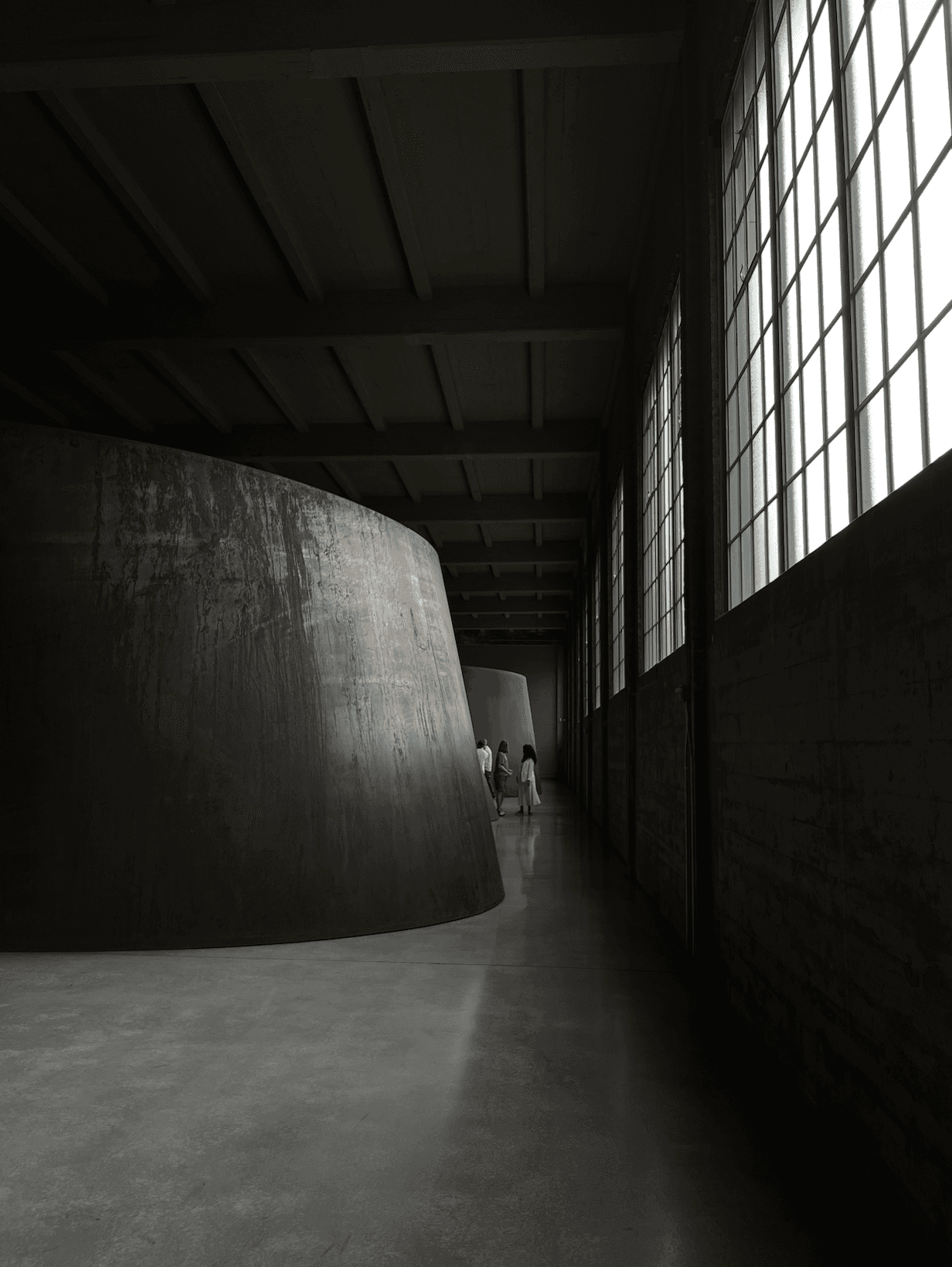 Dia Beacon interior with large Richard Serra steel sculpture in a former industrial factory gallery, Hudson Valley museum