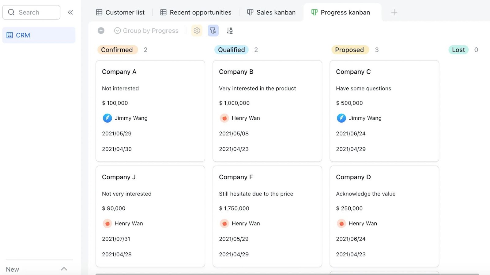 Lark Basic CRM template
