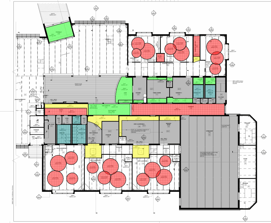 markups of a drywall ceiling takeoff