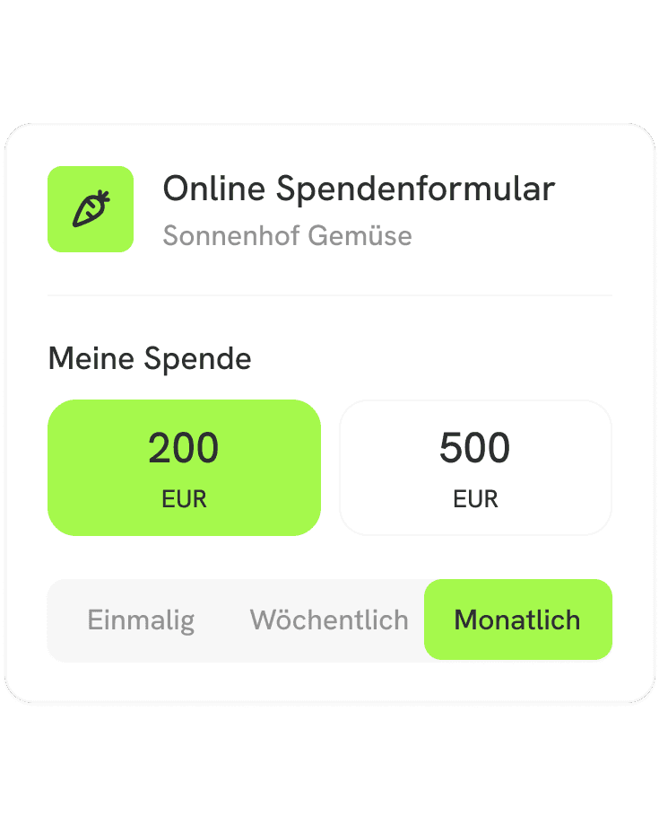 Online-Spendeformular für wiederkehrende Spenden