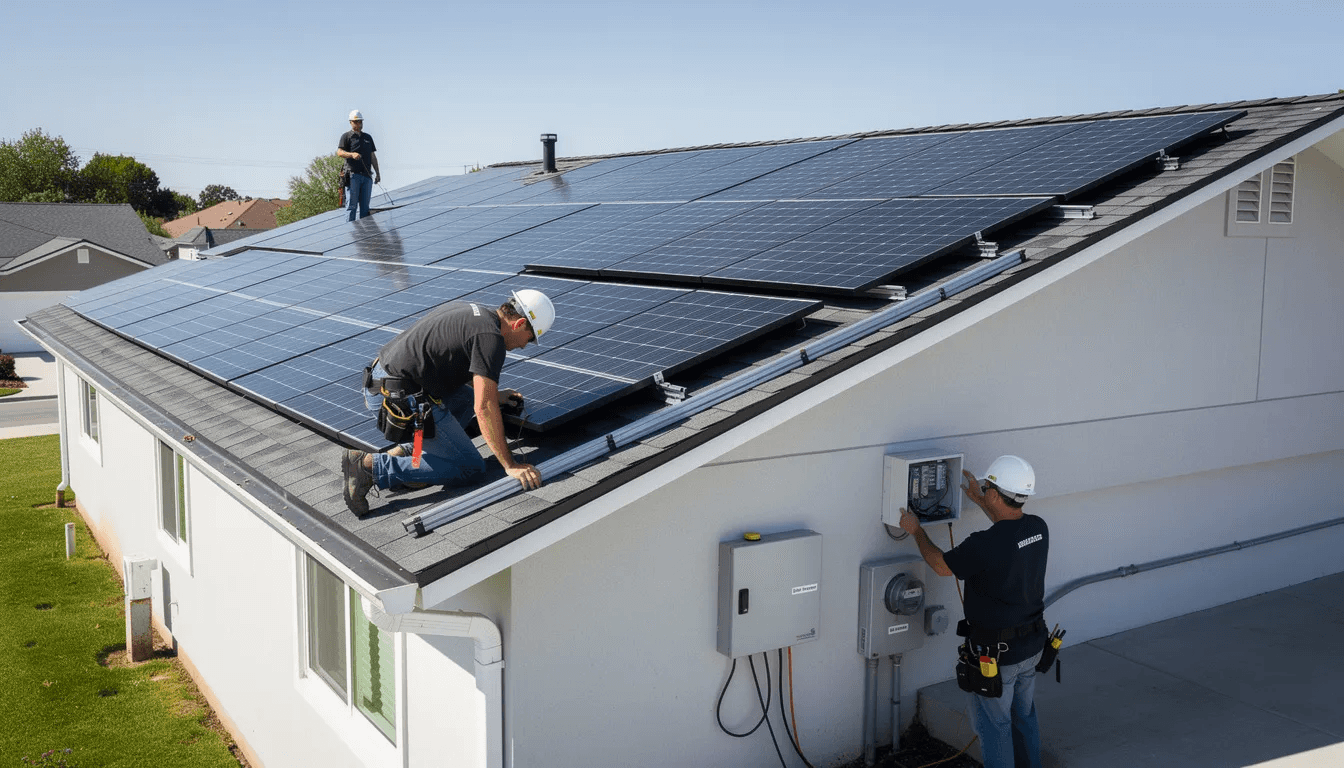 The image depicts a residential rooftop adorned with modern solar panels, showcasing advanced photovoltaic technology. This installation reflects a growing trend in renewable energy, paralleling the increasing interest in precious metals investments like gold and silver, which are influenced by market conditions and global economic factors.