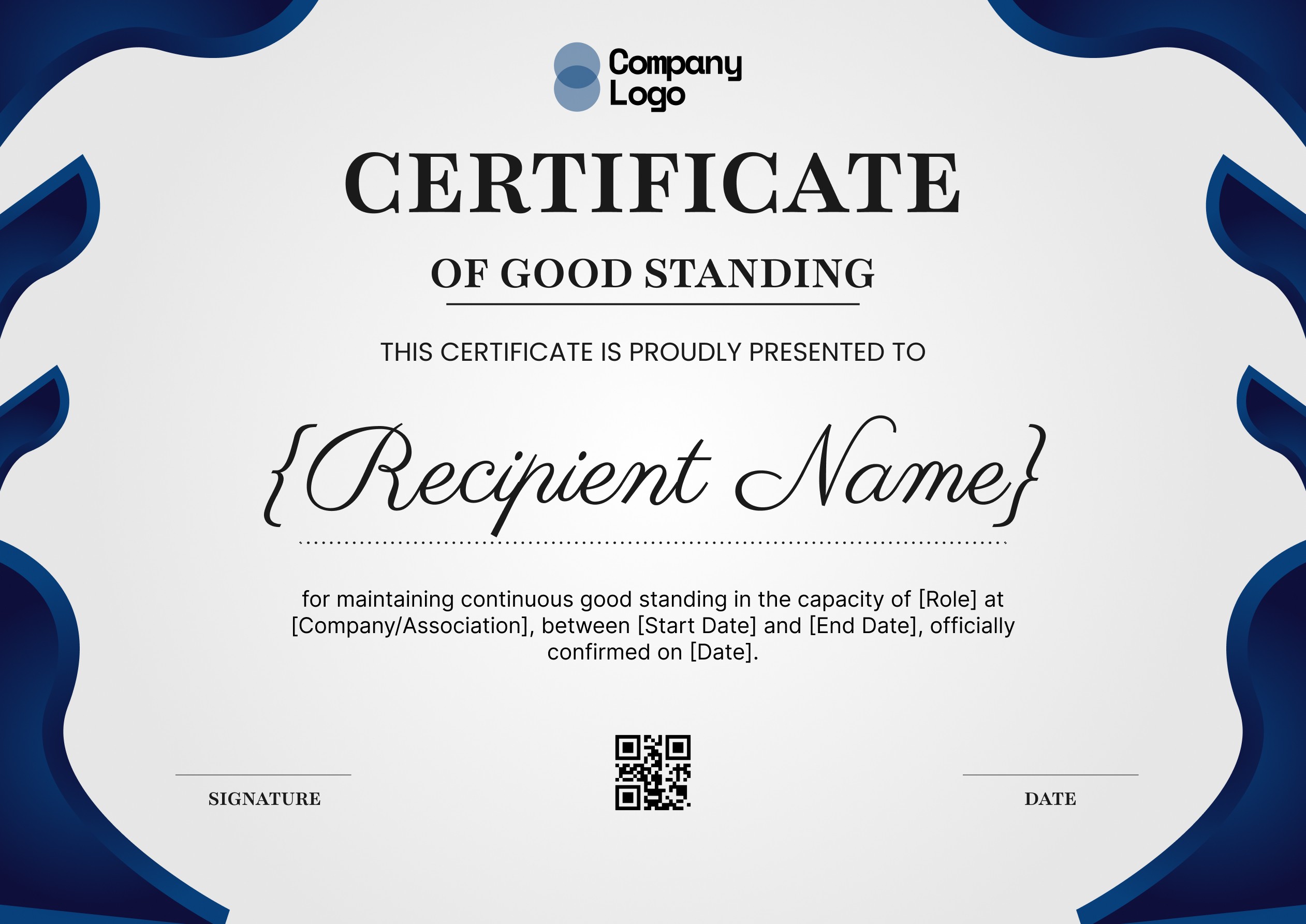Wauld - Timeless and professional certificate of good standing template
