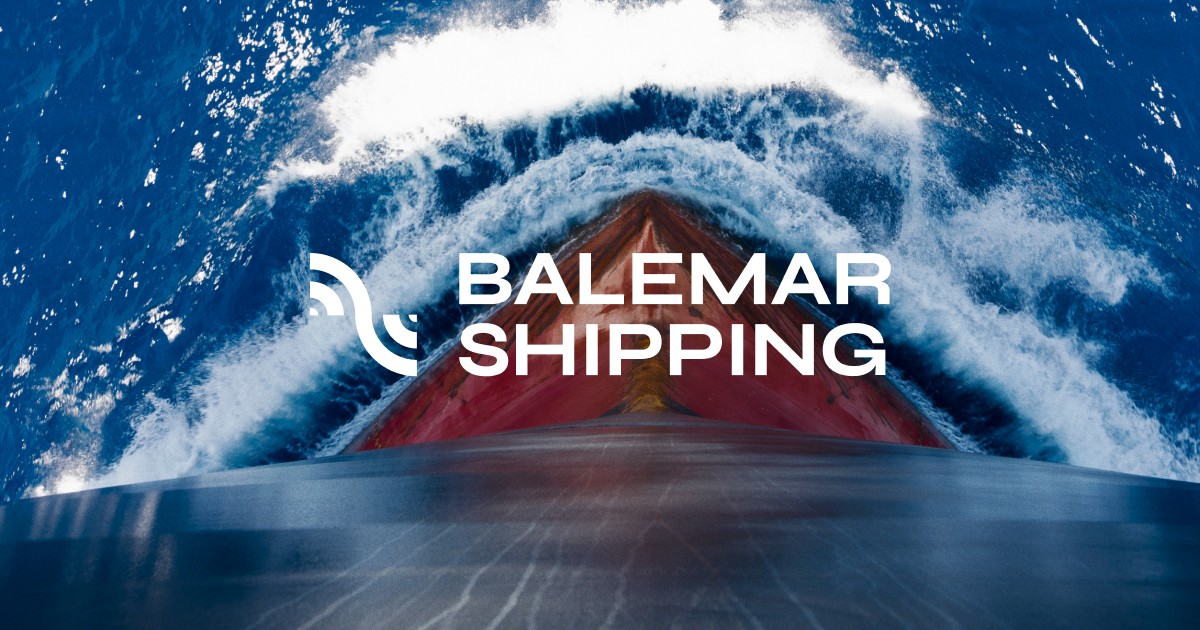 Balemar Shipping maritime logistics company website hero with cargo vessel at sea