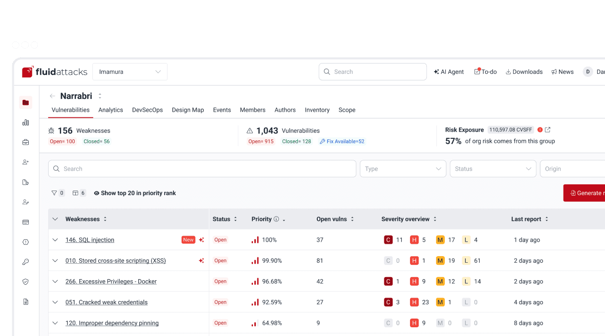 Fluid Attacks platform