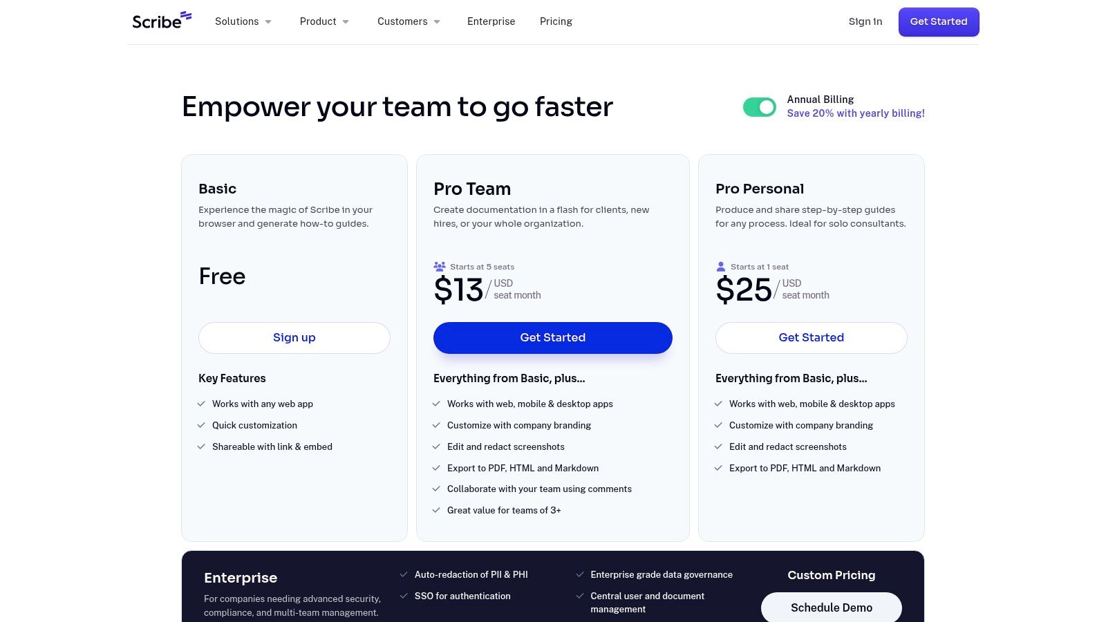 Scribe pricing plans