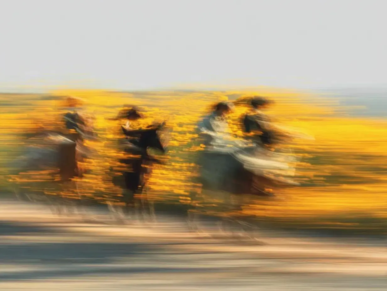 Tree branches reach towards a clear, blue sky.