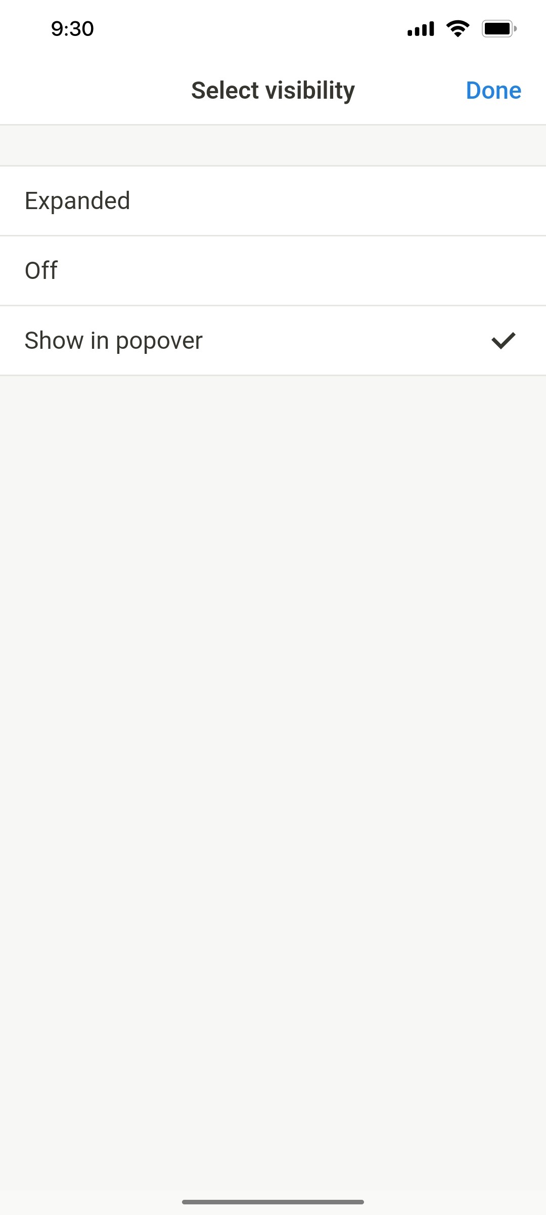 Notion App Show in popover Screen 