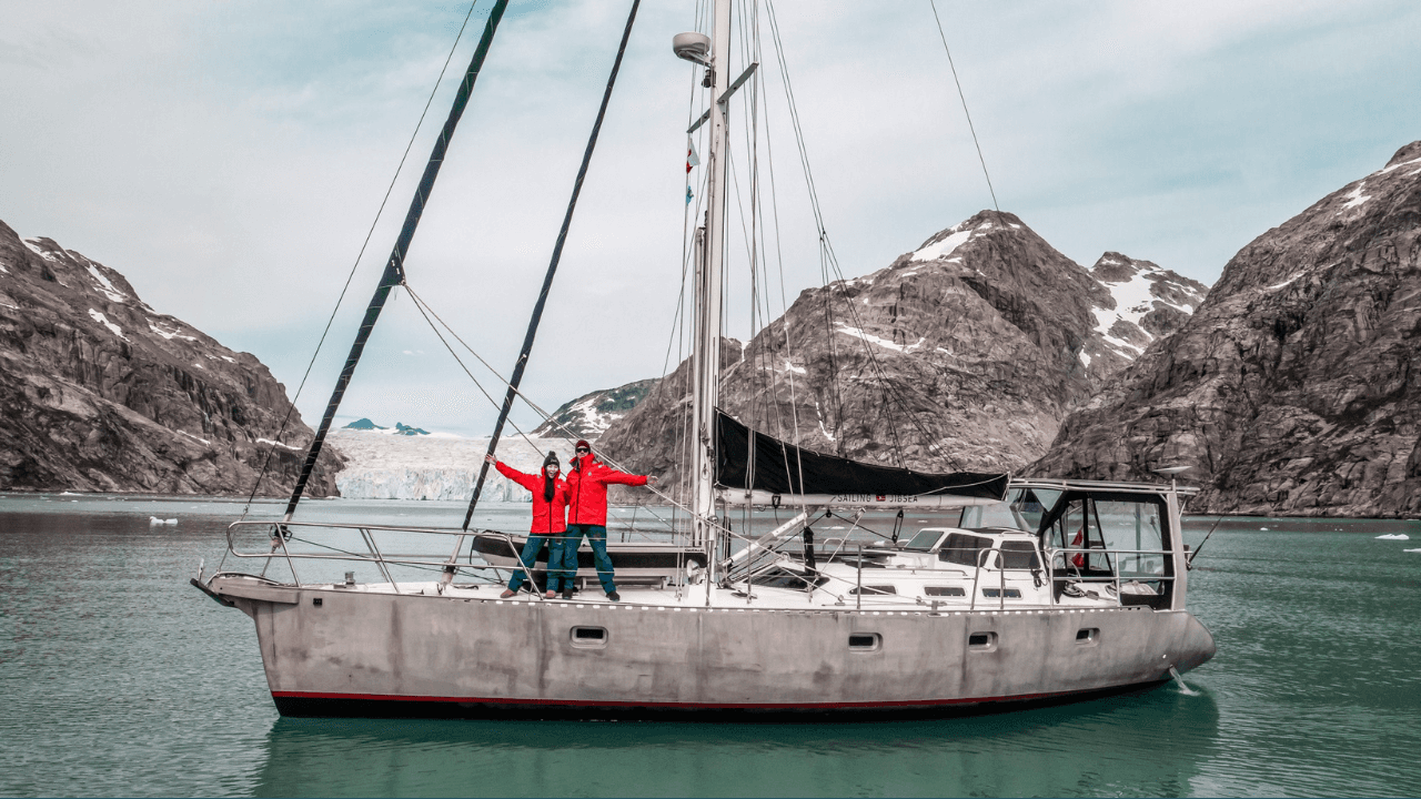 SailingJibSea aboard their custom aluminum sailboat in Greenland