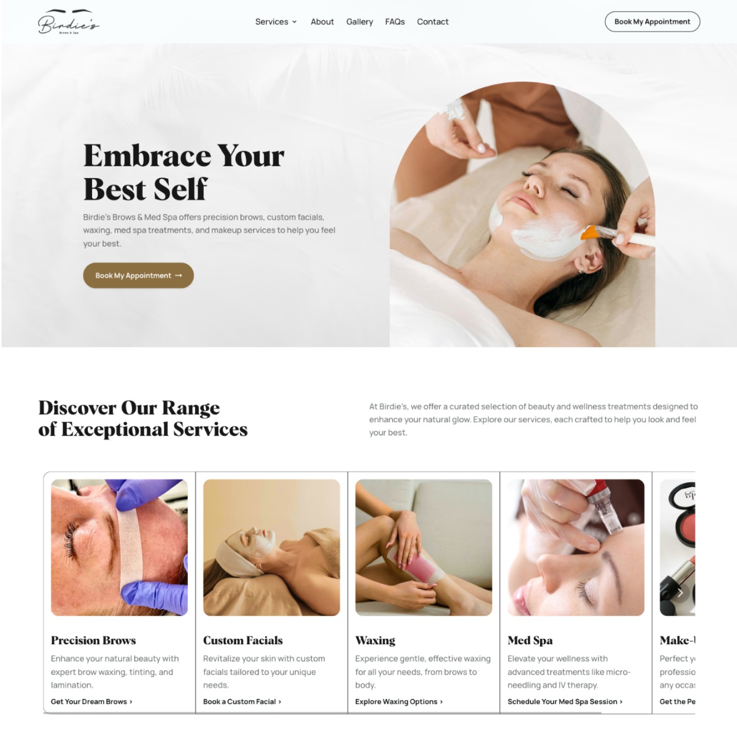Web design for Birdie's Brows in Redmond by Stauber Creative