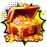 A treasure chest filled with gold coins and gems, symbolizing the easy reward feature of the commission plan.
